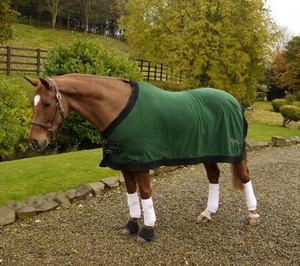 Horse Fleece Rug Soft Polar Fleece Horse Cooler <b>Blanket</b> Breathable Horse Fleece Cooler Rug with Chest Buckle - Product Image 2