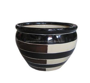 <b>Large</b> Vintage Glazed Ceramic Flower Pot round Indoor <b>Planter</b> <b>for</b> Home or Commercial Space <b>for</b> <b>Garden</b> Decoration or Hotel Use - Product Image 3