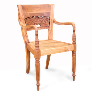 Chaise de bureau sculptée en bois de teck massif Rafles Matahari - Product Image 1