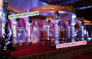 Mandap de Madera Tallada, Pilares de Pavo Real Tradicionales para Bodas, Nuevo Diseño de Mandap de Madera Tallada, Decoración para Eventos en Suiza - Product Image 3