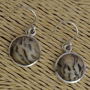 Round Labradorite Gemstone 925 <b>Sterling</b> <b>Silver</b> With <b>Silver</b> Plated Ear <b>Wire</b> Dangle Earrings Fashionable Earring For Women. - Product Image 3