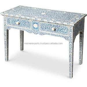 Table console en bois antique moderne avec incrustation d'os pour salle à manger chambre décor à la maison cuisine salle de bain meubles ottoman compagnon - Product Image 2