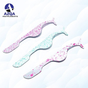 Pince à épiler incurvée multicolore en acier inoxydable, outil d'application pour faux cils, extensions et grappes de cils, usage beauté - Product Image 2