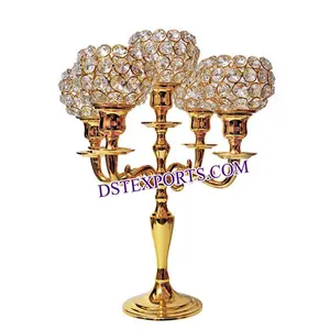 Candelabros de cristal de metal para decoração, candelabros de cristal de casamento para decoração