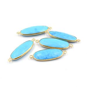 Conector de Howlite Facetado de Forma Ovalada, Bisel de Plata de Ley 925, Chapado en Oro de 14K, Hecho a Mano, para la Creación de Joyas - Product Image 4