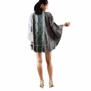 NAPAT-Blusa de algodón con manga corta para mujer, camisa formal con volantes y mangas Murciélago - Product Image 2