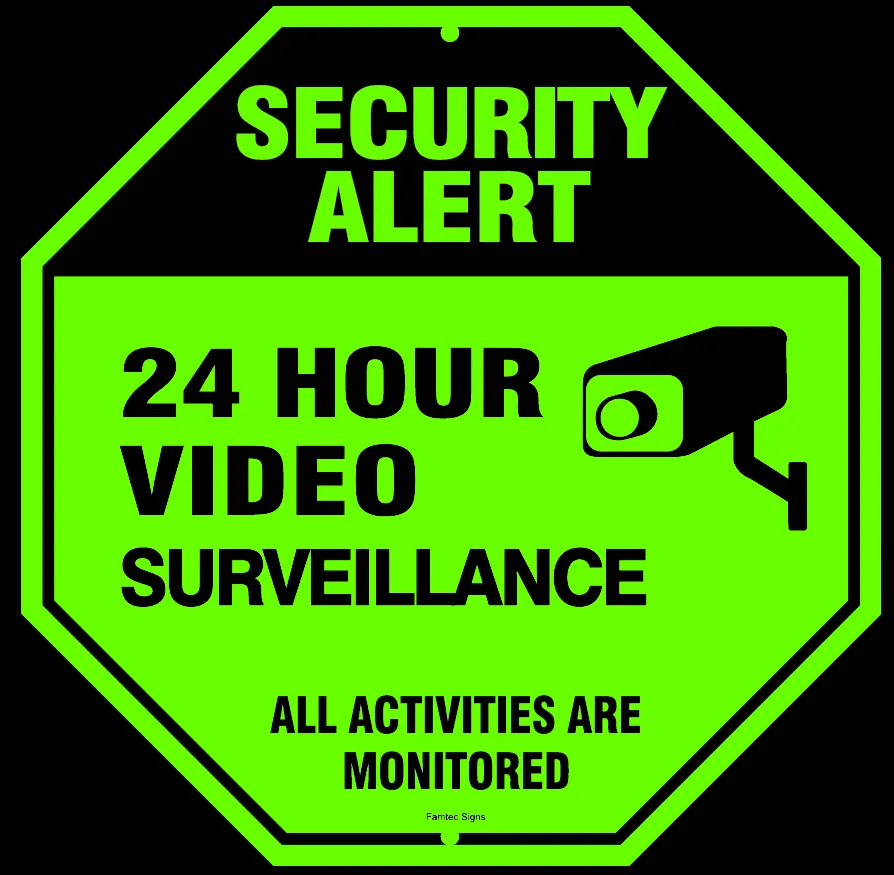 Señal de Video vigilancia que brilla en la oscuridad-alerta de seguridad CCTV-vigilancia las 24 horas todas las actividades son señal de monitoreo