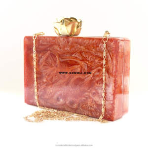 ไวน์แดงอินเดียโลหะกระเป๋าคลัทช์อะคริลิเรซิ่น Lucite กระเป๋าวินเทจการออกแบบ - Product Image 2