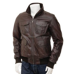 Chaqueta Bomber de Cuero para Hombre, Elegante Chaqueta de Invierno, Diseño de Piel de Vaca Transpirable con Cierre de Cremallera, Estilo Elegante de Talla Grande para Hombre - Product Image 1