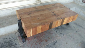 Plateau de café industriel en bois, Table basse, Vintage, basse, en fer et en manga - Product Image 4