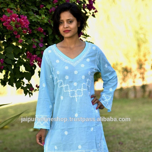 Tunique ultramince de noël blanche, artisanat artisanaux, Kurtis de l'inde, à la mode, nouvelle collection 2020 - Product Image 1