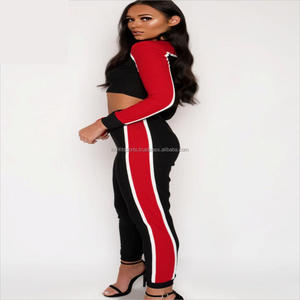 Conjunto de entrenamiento de rayas personalizadas para mujer, Camiseta corta, pantalón de gimnasio, chándal en blanco, ropa deportiva de marca para correr, chándales - Product Image 1