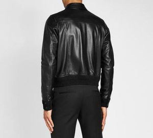 Factory Price Black Color Formal Lambskin Stand Collar Bomber Flight <b>Pilot</b> <b>Leather</b> <b>Jacket</b> for Men - Product Image 2