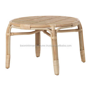 Petite table basse d'extérieur en rotin et bambou, petite taille, ronde, table latérale, pour l'extérieur - Product Image 2