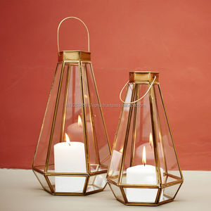 โคมไฟแก้ว & โลหะสำหรับเทียน - Product Image 1