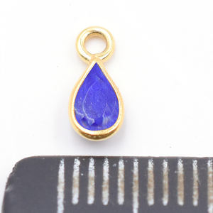 Lunette en argent sterling en forme de poire en lapis-lazuli naturel, pendentif à breloque fait main en plaqué or 18 carats - Product Image 3