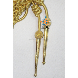 Uniforme de moda Respetuoso con el medio ambiente Personalizable Aiguillettes dorados Cordón de lingotes de alambre trenzado con puntas de metal de latón en etiquetas doradas/Plateadas - Product Image 3