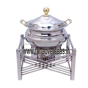 Vente flash Plat de service rond en acier inoxydable avec support Parfait pour les fêtes, les mariages, la restauration et les buffets à prix avantageux - Product Image 3