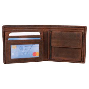Portefeuille en cuir vintage de haute qualité pour homme, portefeuille court, porte-cartes avec plusieurs emplacements pour cartes, porte-monnaie, fermeture ouverte - Product Image 4