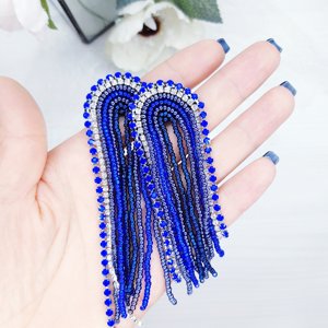   Pendientes largos de cuentas blancas hechos a mano Happiness - Product Image 1