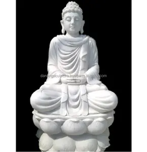 Custom Hand Carved White Marble Big Gautam Buddha <b>Statue</b> Life Size Stones Buddha <b>Statue</b> Stone Carvings - Product Image 1