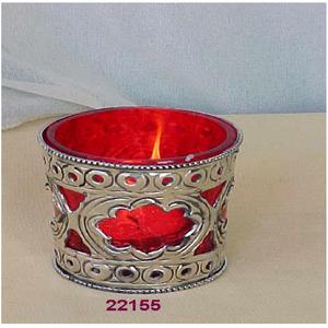 Venta caliente nuevo diseño hermoso hecho a mano latón y vidrio tiro candelita votiva titular - Product Image 1