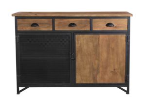 Meuble industriel, collection moderne, structure en bois massif et en fer, buffet, armoire de salon, armoire de cuisine - Product Image 2