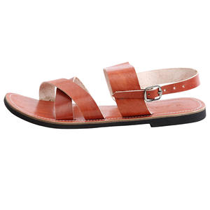 Tongs de plage en cuir pur pour hommes, sandales plates et décontractées - Product Image 2