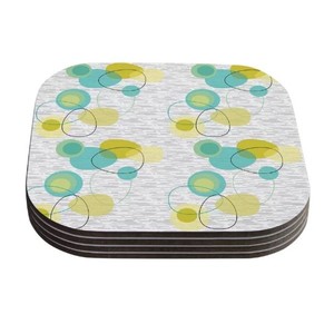 Posavasos cuadrados impresos de madera, juego de 4 para tazas de té, café y vasos, portátiles para cocina y comedor - Product Image 1