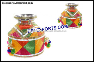 Juego de Thaals y Jaggos Punjabi Modernos, Personalizables en Color y Tamaño, Ligeros, de Metal y Terciopelo, para Decoración de Eventos Nocturnos - Product Image 3