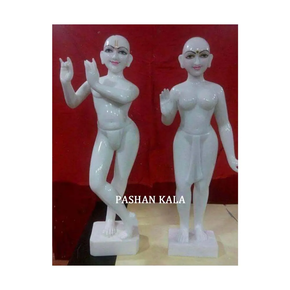 Estatua de mármol blanco Iskone Radha Krishna