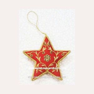 Zari Embroidery Star Shape Christmas Hanging Ornaments - Product Image 1