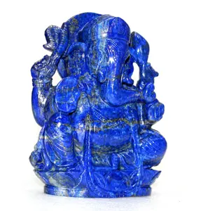 Lapislazzuli Spiritual Ganesha Home Decor Carving Statue Figurine Piedras naturales Crystal Healing Stone