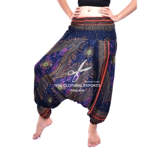 ชุดจั๊มสูทและกางเกงข้อต่ำลายนกยูงสไตล์โบฮีเมียน - Product Image 6