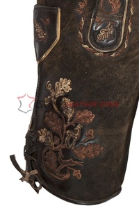 Lederhosen Bávaros Alemanes Personalizados de Alta Calidad para Hombre, Color Marrón Oscuro, Forro Cómodo con Cinturón - Product Image 4