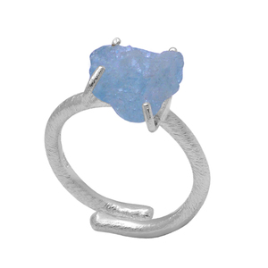 Piedra preciosa aguamarina en bruto natural Plata de Ley 925 con anillo Chapado en plata Ajuste de Punta Anillo de moda para regalo de boda. - Product Image 1