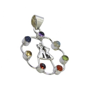 Indian Latest Design Hot Sale 925 Sterling Silver <b>Amethyst</b> Multi Gemstone Chakra <b>Pendant</b> Fine Jewelry <b>Pendants</b> & Charms - Product Image 1