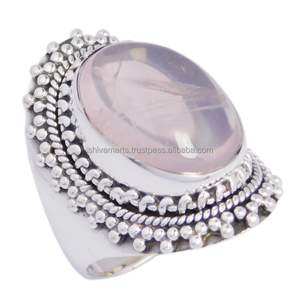 Hermoso anillo de piedras preciosas de Cuarzo Rosa, joyería de plata de ley 925 pura, anillos Vermeil de eternidad hechos a mano, exportador - Product Image 4