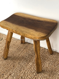 Mesa de centro antigua de madera reciclada, mueble rústico alto de madera mexicana - Product Image 3
