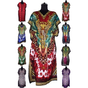 Kaftan long imprimé soie de Dubaï 2025 Anokhi Caftan Maxi robe imprimé bloc floral vêtements de détente Anokhi Kaftan - Product Image 1