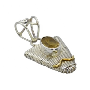 Classique Vintage Design 925 Sterling Silver Citrine Gemstone Pendentif Indien Fabriqué À La Main Fine Jewelry avec Rhodium Placage - Product Image 1