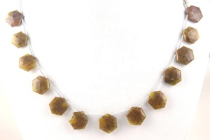 Natural <b>Bronze</b> Agate Gemstone Faceted Hexagon Shape With Earring Handmade Necklace Women <b>Jewelry</b> Wholesale - Product Image 5
