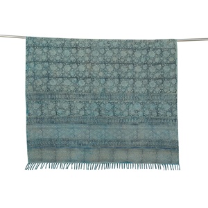 พรมทอมืออินเดียขนาดใหญ่,พรมปูพื้นผ้าฝ้ายย้อมสีผัก5X8ฟุตพิมพ์ลายโบฮีเมียนบล็อกมือ Dhurrie - Product Image 5