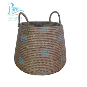 High Quality Seagrass Storage Basket With Plastic String Laundry Seagrass Wicker Basket From Vietnam