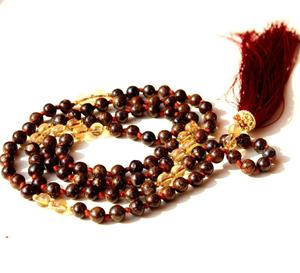 Mala Beads Bronzite 108 Beads Tibetan Long Mala Necklace Handmade Indian Artist Beaded Necklaces - Product Image 1