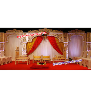 Etapa de recepción de fibra de estilo tradicional Rajwadi, último diseño, decoraciones de escenario Rajasthani para bodas - Product Image 1