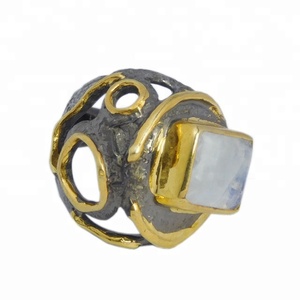 Anillo de Plata de Ley 925 hecho a mano, piedra lunar arcoíris, piedras preciosas, joyería de plata de ley pesada, proveedor de anillos Eternity Vermeil - Product Image 2