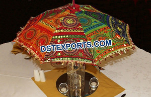 Sombrilla Grande de Seda Helada con Marco de Acero, Personalizada y Tradicional para Bodas Indias, Decoración con Bordado Intenso para Escenario de Boda - Product Image 2