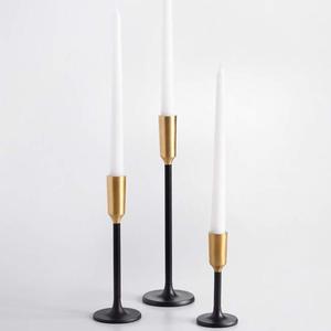 Cast Aluminium <b>Black</b> & Gold <b>Candlestick</b> Candle <b>Holder</b> Set of 3 - Product Image 1