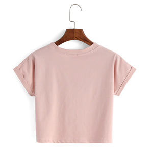 T-shirt manches courtes col rond pour femme, estival et mignon, de haute qualité, avec lettres imprimées, à la mode, rose, - Product Image 4